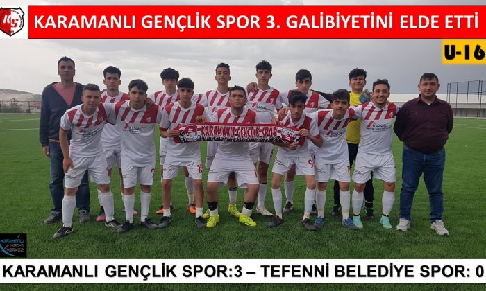 KARAMANLI GENÇLİK SPOR U-16 TAKIMI 3. GALİBİYETİNİ KAZANDI