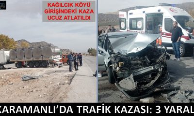 KARAMANLI’DA TRAFİK KAZASI: 3 YARALI