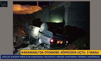 KARAMANLI’DA OTOMOBİL KÖPRÜDEN UÇTU: 3 YARALI