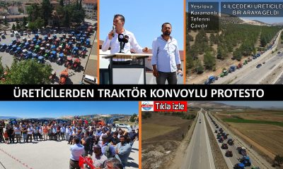 ÜRETİCİLERDEN TRAKTÖR KONVOYLU PROTESTO – VİDEO HABER