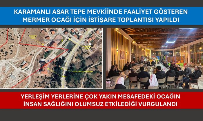 KARAMANLI’DA İLÇE YAKININDA FAALİYET GÖSTEREN MERMER OCAĞI İÇİN İSTİŞARE TOPLANTISI YAPILDI